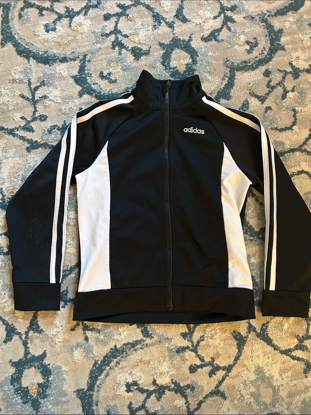adidas Black and White Kids Zip-Up Track Jacket